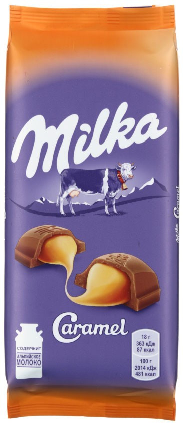 Шоколад Milka 90 г, молочный шоколад с карамельной начинкой - фото 3 - id-p202728689