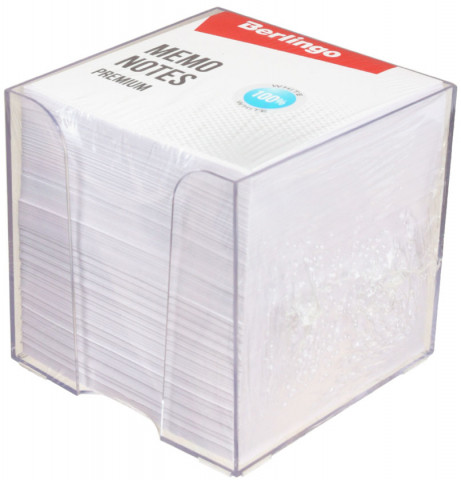 Бокс с бумагой для заметок Berlingo Premium 90*90*90 мм, белая, бокс прозрачный - фото 1 - id-p202730213