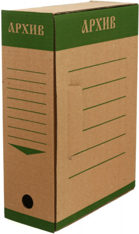Короб архивный из гофрокартона «ЭКО» корешок 100 мм, 327*100*240 мм, бурый с зеленым - фото 4 - id-p202732176