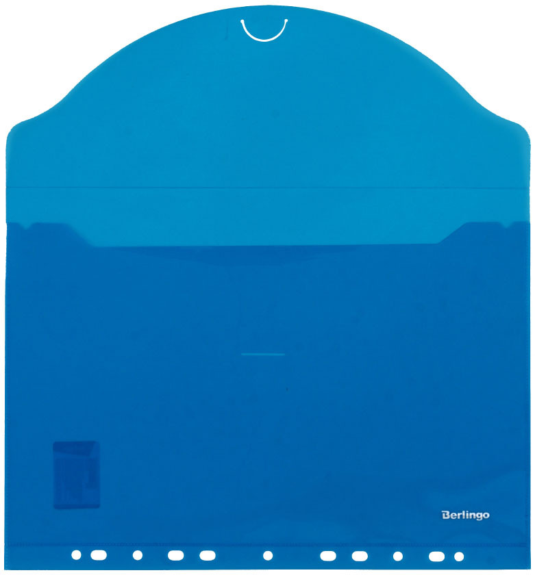 Папка-конверт пластиковая на язычке Berlingo А4+ толщина пластика 0,18 мм, синяя - фото 1 - id-p202730274