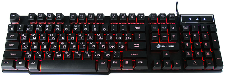 Клавиатура Dialog Gan-Kata KGK-15U мультимедийная игровая USB, проводная, черная (подсветка красная) - фото 1 - id-p202730278