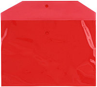 Папка-конверт пластиковая на кнопке OfficeSpace толщина пластика 0,15 мм, прозрачная красная