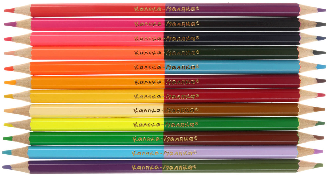 Карандаши цветные двусторонние «Каляка-Маляка» 24 цвета, 12 шт., длина 175 мм - фото 1 - id-p202731243