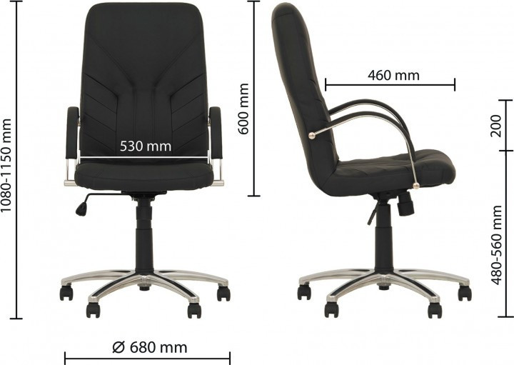Кресло офисное Manager Steel Сhrome (Comfort) обивка - черная кожа, SP-A - фото 1 - id-p202729539