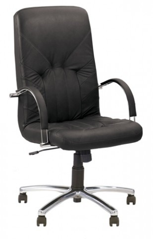 Кресло офисное Manager Steel Сhrome (Comfort) обивка - черная кожа, SP-A - фото 2 - id-p202729539