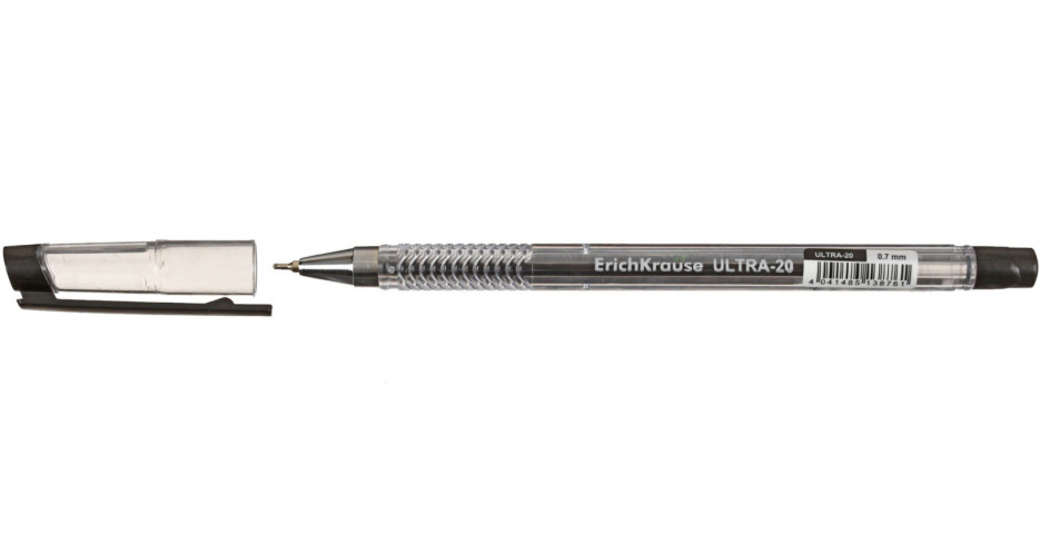 Ручка шариковая Erich Krause Ultra L-20 корпус прозрачный, стержень черный - фото 1 - id-p202728808