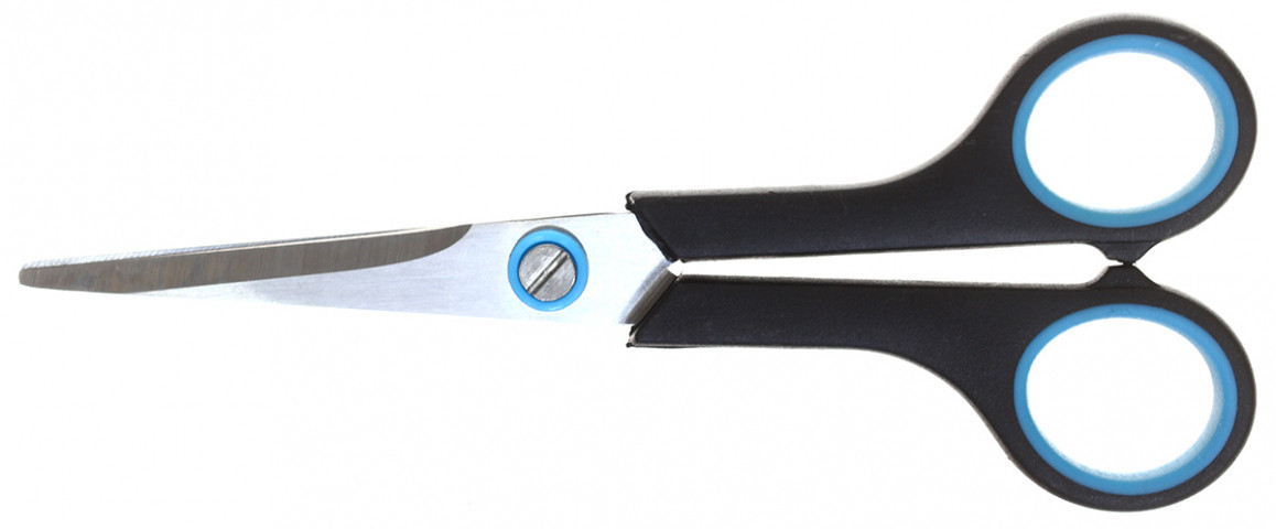Ножницы канцелярские OfficeSpace 160 мм, ручки черные с синим - фото 1 - id-p202730363