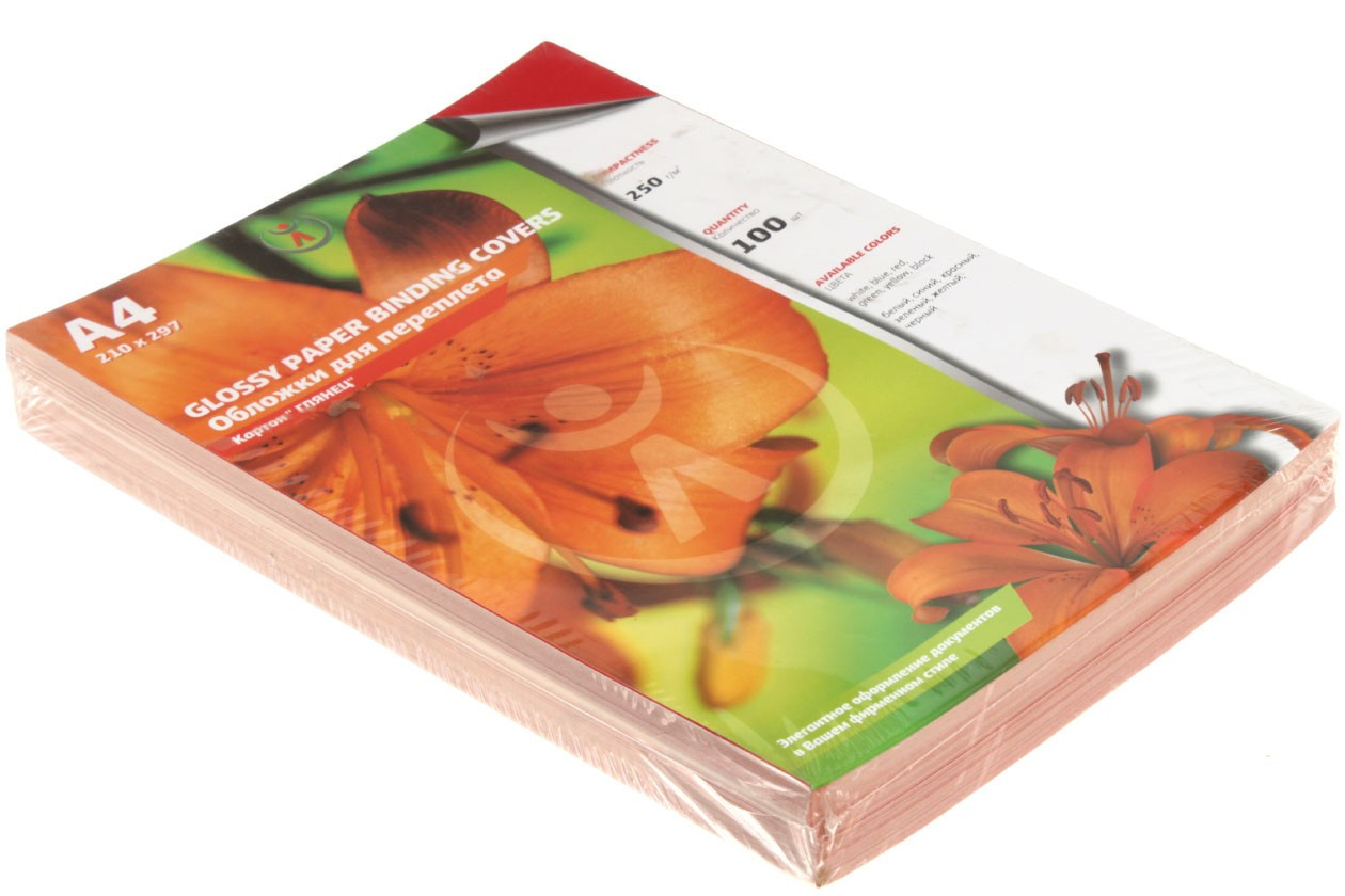 Обложки для переплета картонные D&A (А4) А4, 100 шт., 250 г/м2, глянцевые красные - фото 2 - id-p202729571
