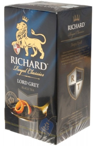 Чай Richard ароматизированный пакетированный 50 г, 25 пакетиков, Lord Grey, черный чай с ароматом бергамота и - фото 1 - id-p202729600