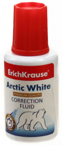 Корректирующая жидкость ErichKrause Artic White 20 мл, на основе растворителя, с кисточкой - фото 1 - id-p202731367