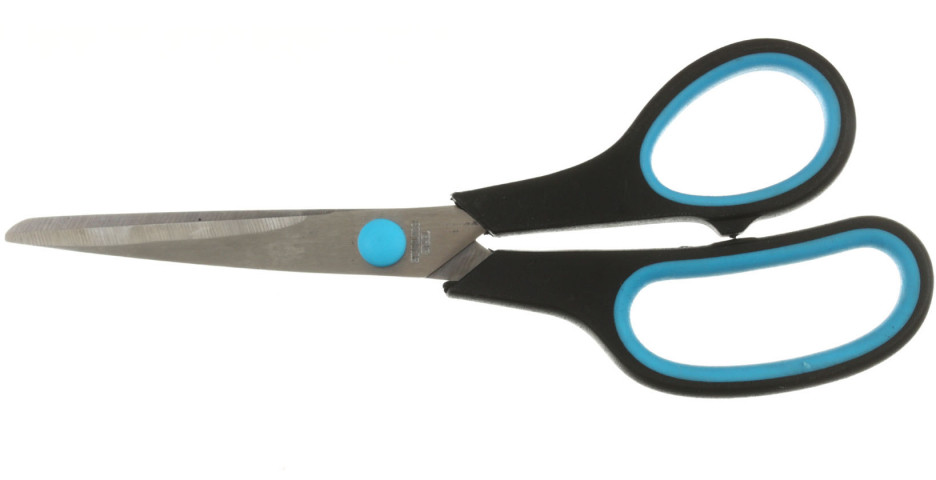 Ножницы канцелярские OfficeSpace 190 мм, ручки черные с синим - фото 1 - id-p202732335