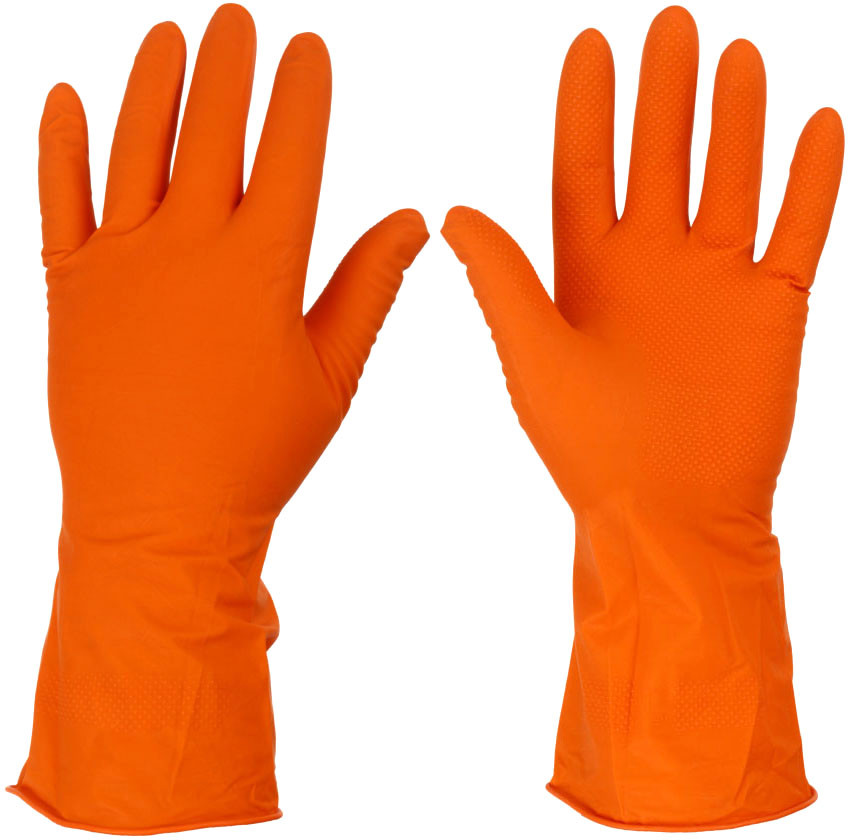 Перчатки латексные хозяйственные «Умничка» размер L, оранжевые - фото 1 - id-p202730451