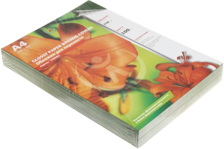 Обложки для переплета картонные D&A (А4) А4, 100 шт., 250 г/м2, глянцевые зеленые - фото 1 - id-p202729637