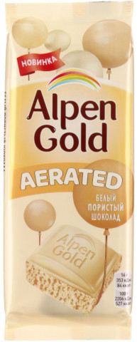 Шоколад Alpen Gold 80 г, пористый белый шоколад - фото 1 - id-p202731407
