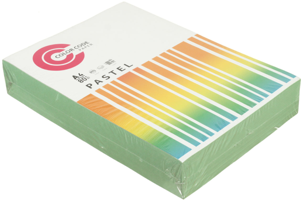 Бумага офисная цветная Color Code Pastel А4 (210*297 мм), 80 г/м2, 500 л., зеленая - фото 2 - id-p202731426