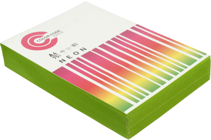 Бумага офисная цветная Color Code Neon А4 (210*297 мм), 75 г/м2, 500 л., зеленая - фото 1 - id-p202731428
