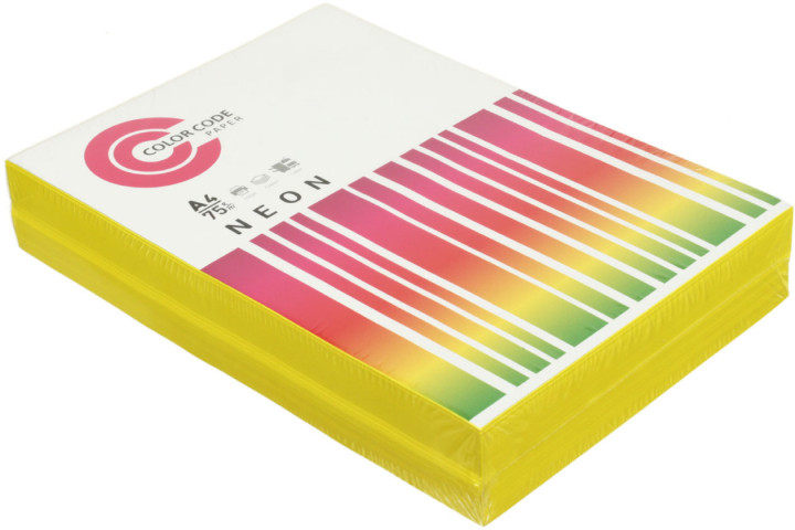 Бумага офисная цветная Color Code Neon А4 (210*297 мм), 75 г/м2, 500 л., желтая - фото 1 - id-p202731429