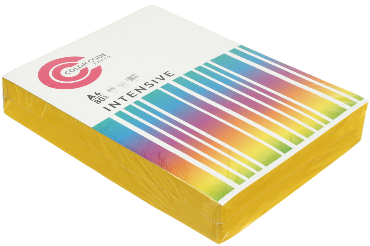 Бумага офисная цветная Color Code Intensive А4 (210*297 мм), 80 г/м2, 500 л., желтая - фото 2 - id-p202731431