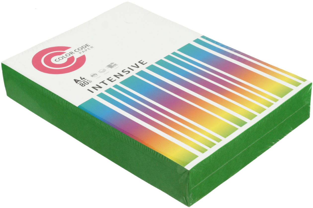 Бумага офисная цветная Color Code Intensive А4 (210*297 мм), 80 г/м2, 500 л., зеленая - фото 2 - id-p202731432