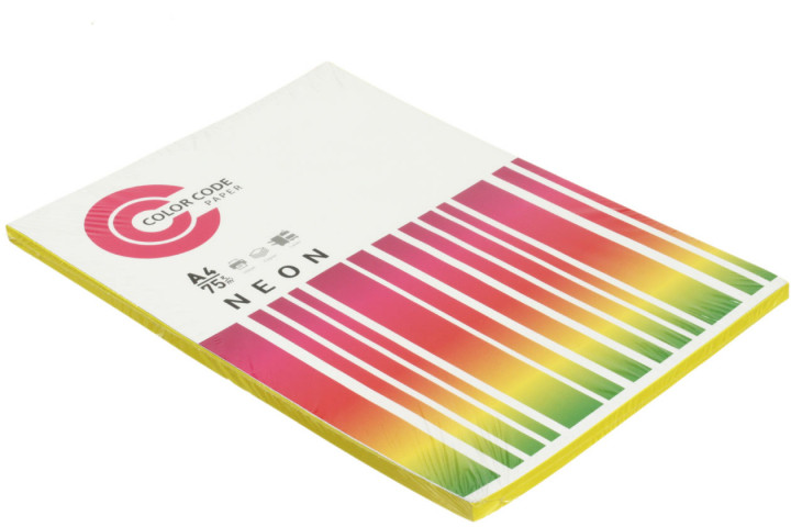 Бумага офисная цветная Color Code Neon А4 (210*297 мм), 75 г/м2, 100 л., желтая - фото 1 - id-p202731443