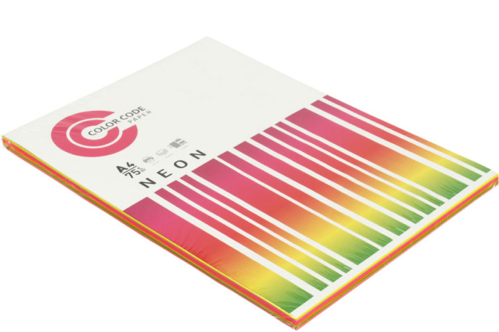 Бумага офисная цветная Color Code Neon А4 (210*297 мм), 75г /м2, 100 л., (5 цветов*20л.), Mix - фото 2 - id-p202731445
