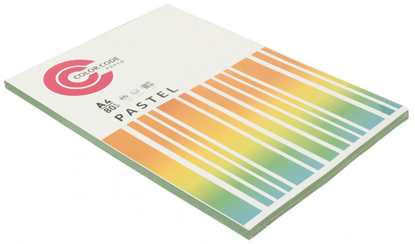 Бумага офисная цветная Color Code Pastel А4 (210*297 мм), 80 г/м2, 100 л., зеленая - фото 1 - id-p202732415