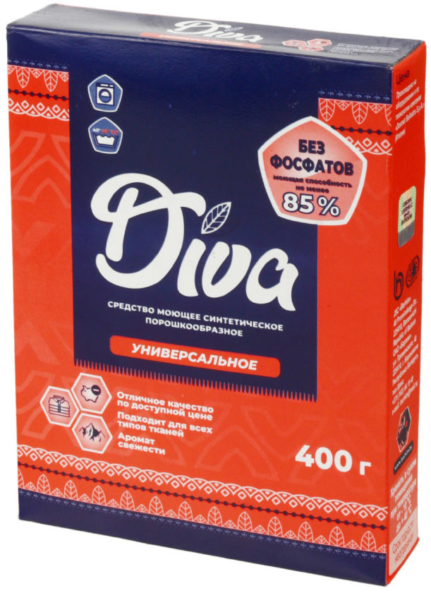 Порошок стиральный Diva 400 г, «Универсальный», для автоматической и ручной стирки - фото 2 - id-p202730542