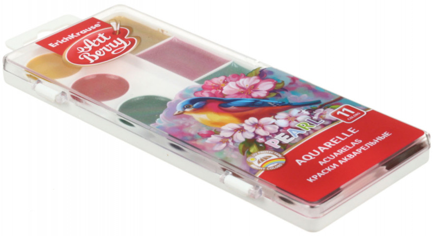Акварель ErichKrause AtrBerry Pearl 11 цветов, в пластиковой коробке, без кисти - фото 2 - id-p202731494