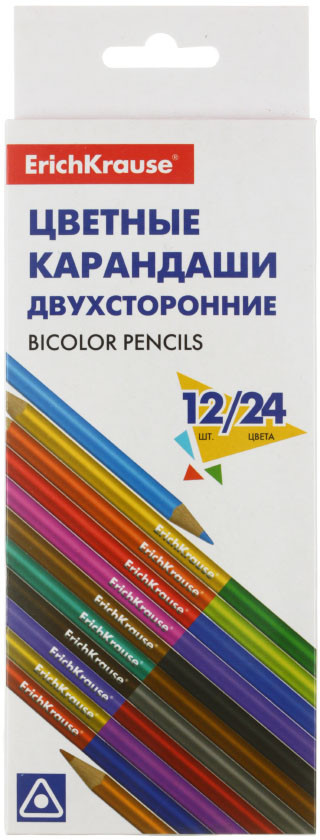 Карандаши цветные двусторонние ErichKrause Basic 24 цвета, 12 шт., длина 175 мм - фото 3 - id-p202731508