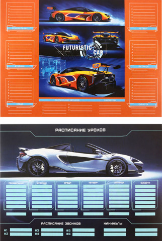 Расписание уроков с расписанием звонков ARTspace А4 (210*297 мм), Sport car, ассорти - фото 1 - id-p202730576