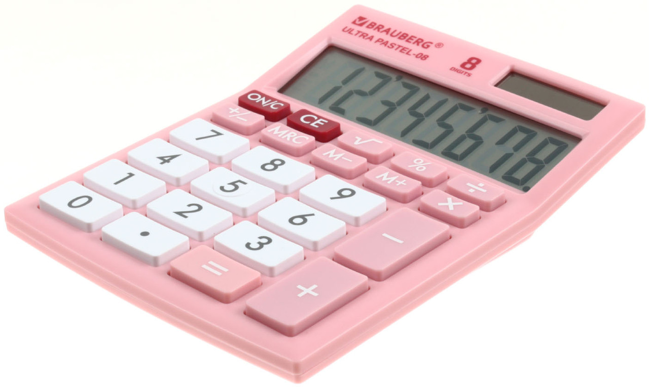 Калькулятор 8-разрядный Brauberg Ultra Pastel-08 розовый - фото 1 - id-p202732552