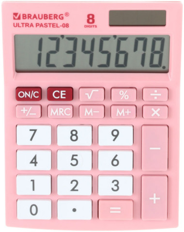 Калькулятор 8-разрядный Brauberg Ultra Pastel-08 розовый - фото 2 - id-p202732552