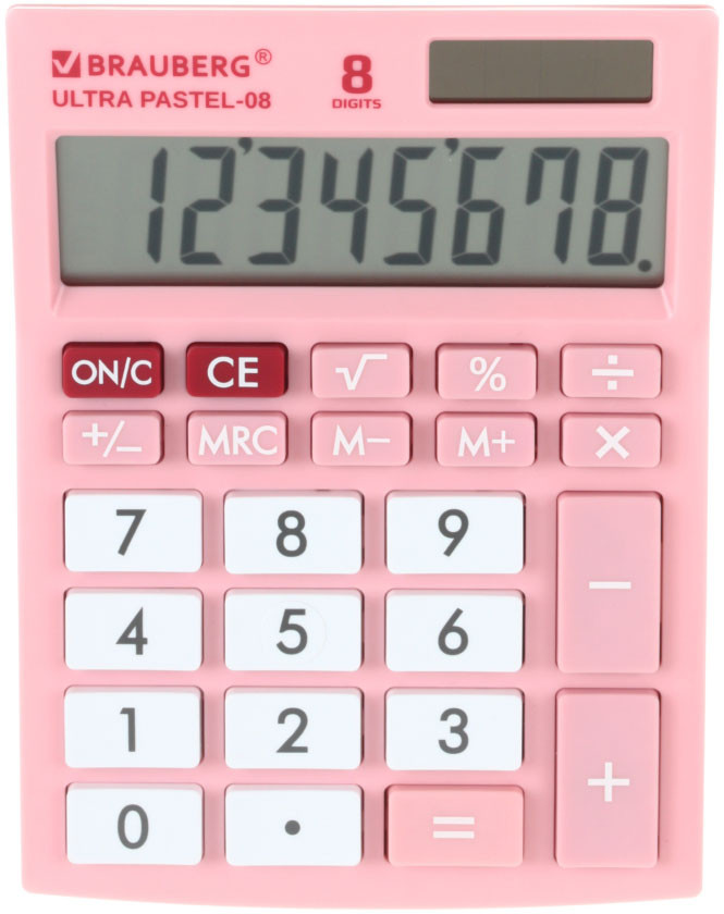 Калькулятор 8-разрядный Brauberg Ultra Pastel-08 розовый - фото 3 - id-p202732552