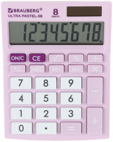 Калькулятор 8-разрядный Brauberg Ultra Pastel-08 сиреневый - фото 2 - id-p202732553