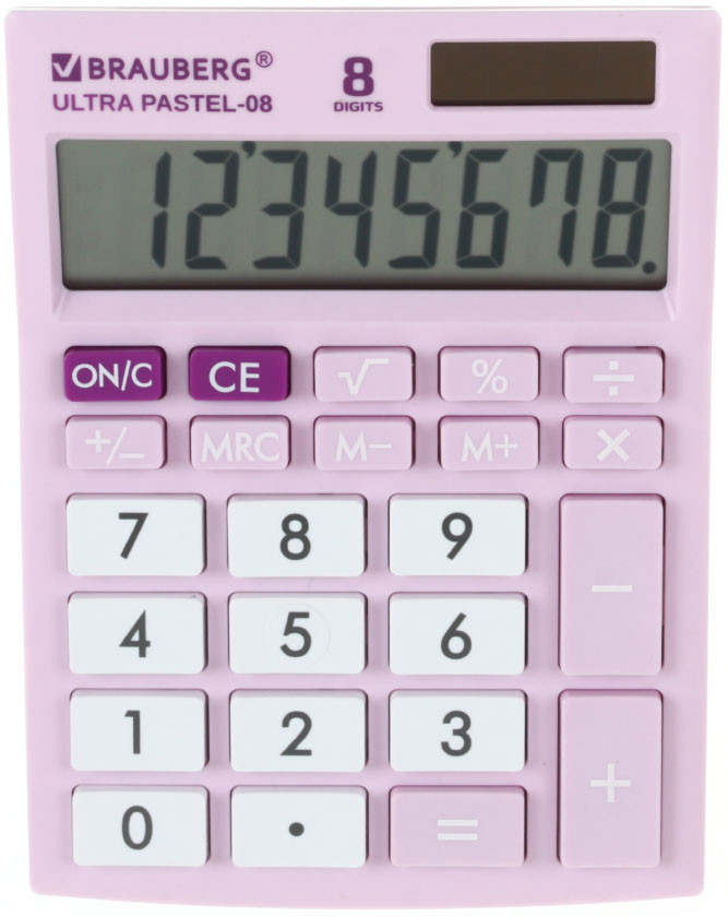 Калькулятор 8-разрядный Brauberg Ultra Pastel-08 сиреневый - фото 3 - id-p202732553