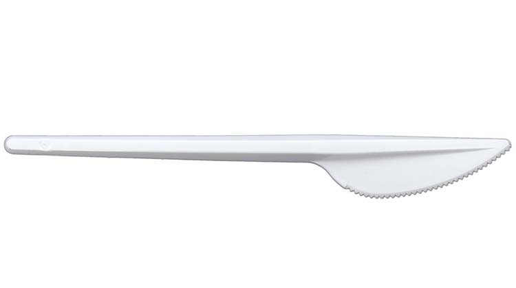 Нож одноразовый пластиковый длина 165 мм, 100 шт., белый - фото 1 - id-p202732611