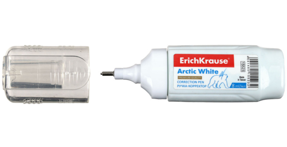 Корректирующая ручка ErichKrause Artic White 8 мл, металлический пишущий узел - фото 1 - id-p202732728