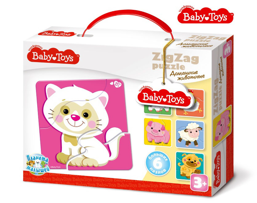 Пазлы макси ЗИГЗАГ "Домашние животные" BABY TOYS (18 эл), арт. 02500 - фото 1 - id-p202742953