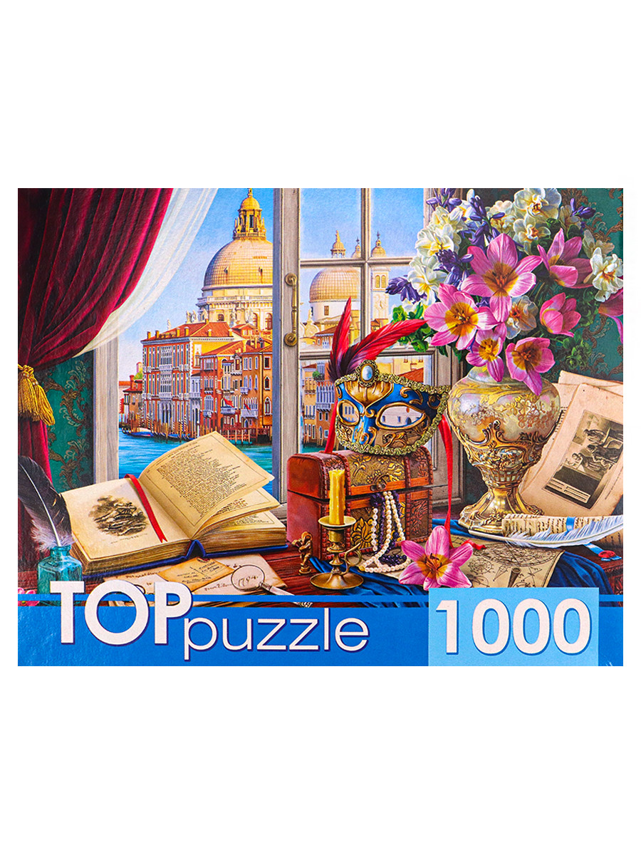 TOPpuzzle. ПАЗЛЫ 1000 элементов.  Натюрморт с видом на Венецию. Арт. ХТП1000-4148