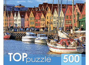 TOPpuzzle. ПАЗЛЫ 500 элементов. Яркие домики у воды, арт. КБТП500-6806