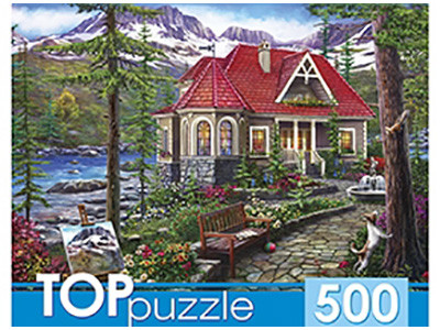 TOPpuzzle. ПАЗЛЫ 500 элементов. ЧУДЕСНЫЙ ДОМИК В ГОРАХ, арт. ХТП500-5729