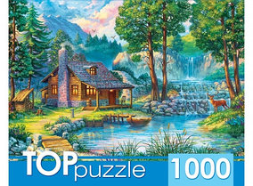 TOPpuzzle. ПАЗЛЫ 1000 элементов. Домик у лесного пруда. Арт. ХТП1000-2166