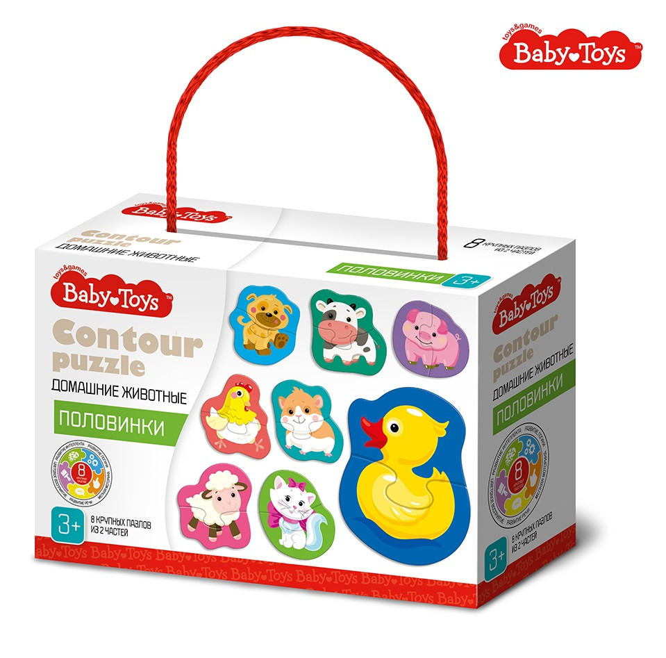 Пазлы контурные Половинки "Домашние животные" Baby Toys, арт. 04120 - фото 1 - id-p202743677