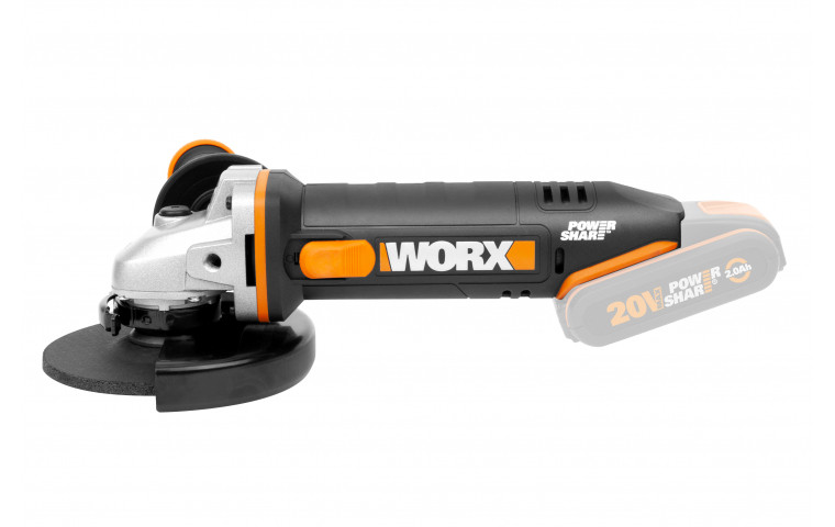 Углошлифовальная машина аккумуляторная WORX WX803.9, 20В, 125мм, без АКБ и ЗУ - фото 1 - id-p202642523