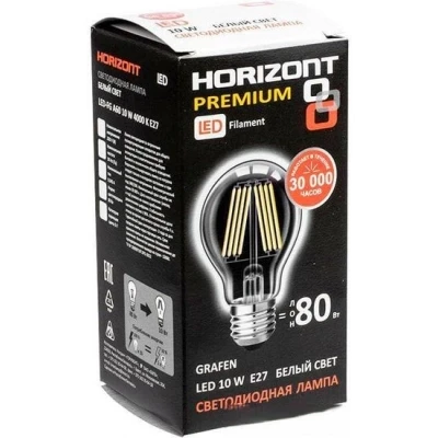 Лампа филаментная HORIZONT LED-FG A60 10W 4000К Е27 К - фото 1 - id-p190498019