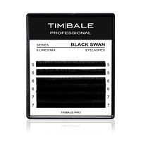Ресницы чёрные TimBale Black Swan, Микс 6 линий (M 0.07 05-07 мм)