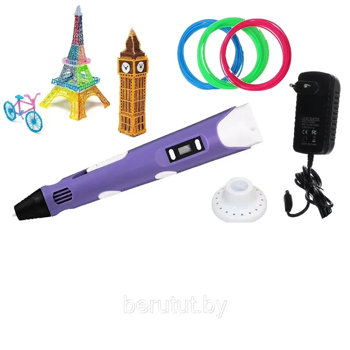 3D ручка с набором прочного пластика, с трафаретами / 3D Pen-3 - фото 7 - id-p202749982