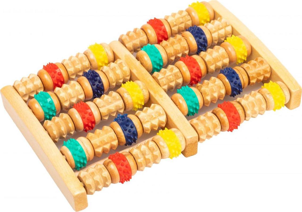 Массажер деревянный с резиновыми роликами, фото 1