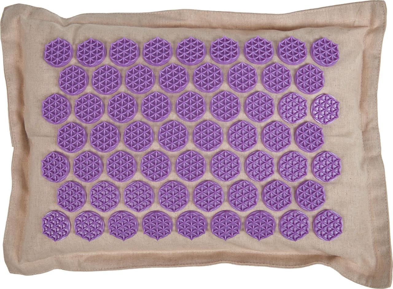 Подушка акупунктурная Нирвана бежевая, фиолетовые шипы, премиум-серия - фото 3 - id-p202750187