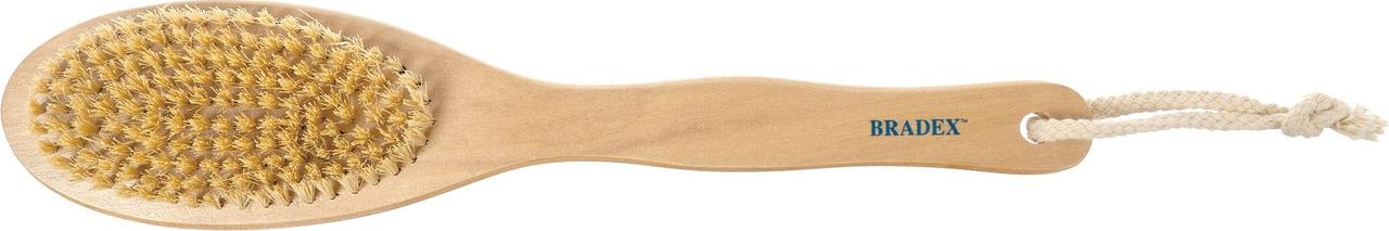 Щётка для сухого массажа из чайного дерева с щетиной кактуса с ручкой 30 см - фото 1 - id-p202743631